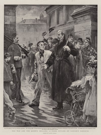 La guerre et le shilling de la reine, une scène devant les casernes de St George - Lance Calkin